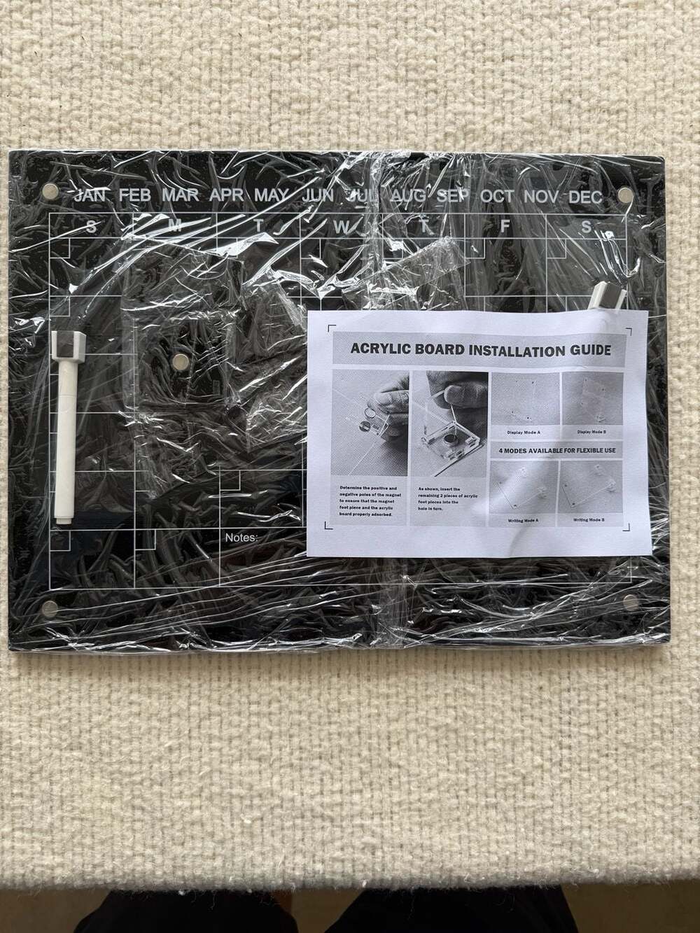 2-Pack Black Acrylic Magnetic Monthly Planner Board for Fridge and Desk, 16x12